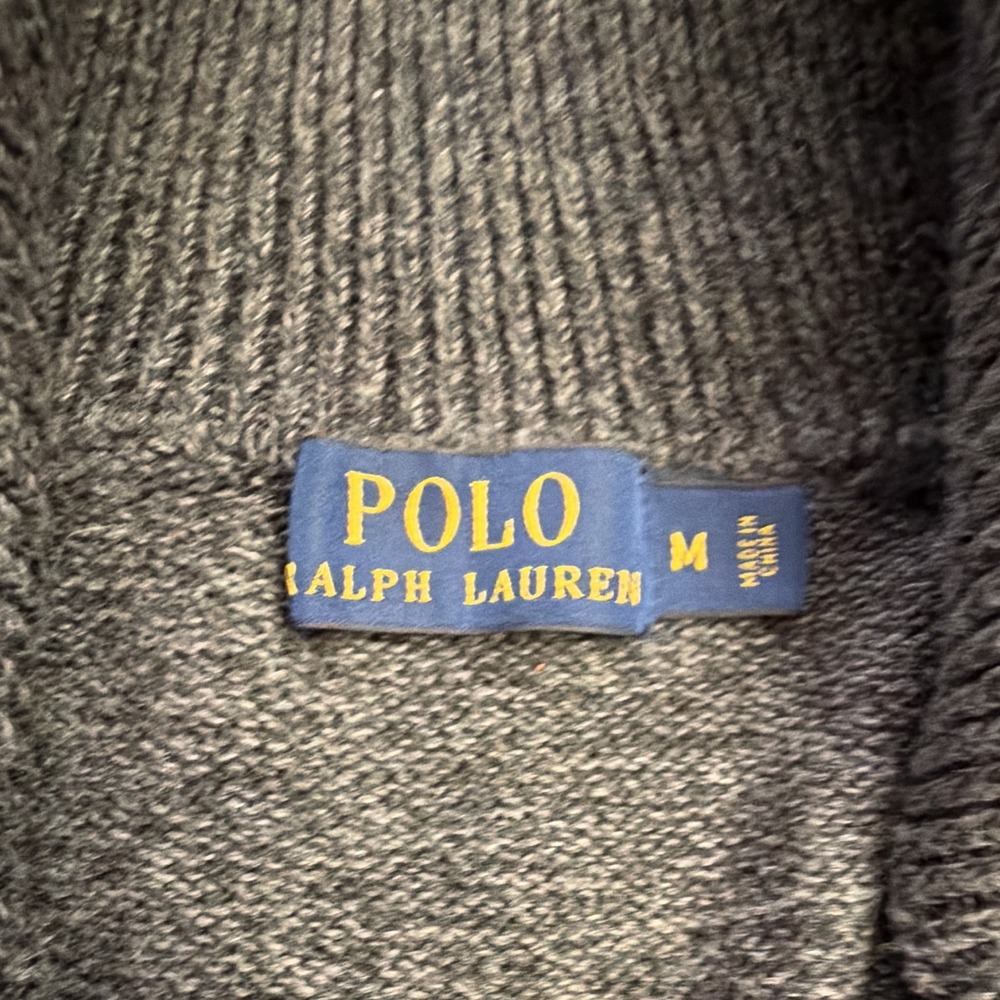 Polo Ralph Lauren Boy's M Gray Knit 1/4 Zip Mock Neck Sweater Preppy Old Money - Picture 2 of 12